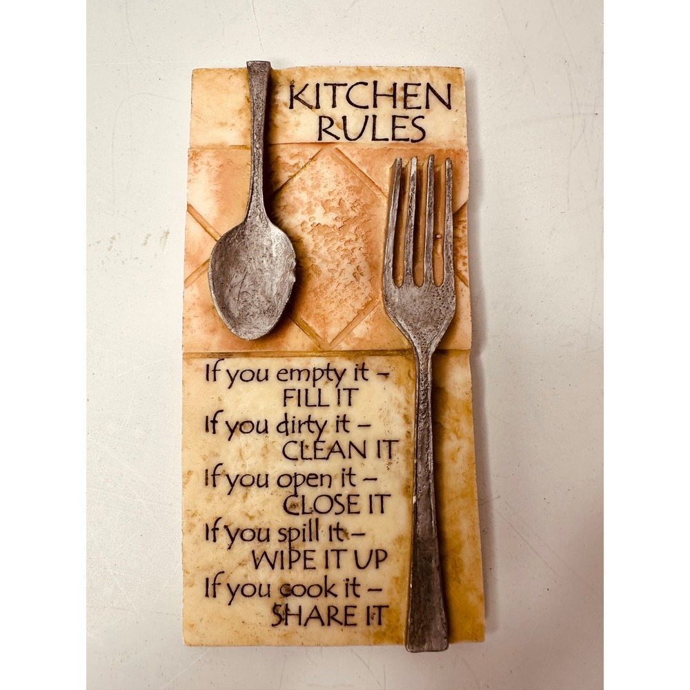 History & Heraldry Kitchen Rules Wall Plaque Spoon Fork Decorative Sign 2008